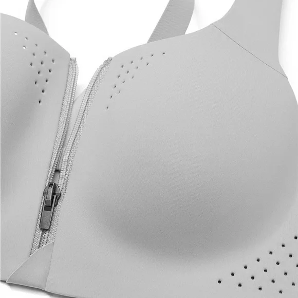 Victoria's Secret Light Gray Zip-Front Sports Bra - Picture 2 of 8
